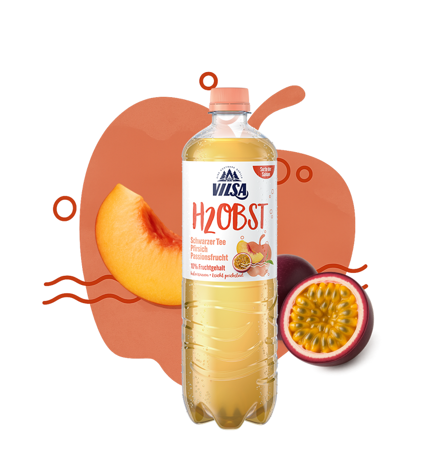 H2Obst Schwarzer Tee Pfirsich Passionsfrucht Mobile Eine Flasche
