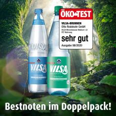 VILSA Mineralwasser naturelle Glas, VILSA Mineralwasser Medium PET mit Öko-Test Siegel
