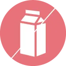 Weißes Icon einer Getränkekartonschachtel auf pinkem Kreis – kennzeichnet Milchalternativen oder laktosefreie Produkte.