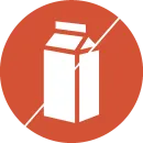 Weißes Icon einer Getränkekartonschachtel auf pinkem Kreis – kennzeichnet Milchalternativen oder laktosefreie Produkte.