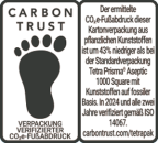 Carbon Trust Logo für die 1 l Tetra Pak Verpackung.