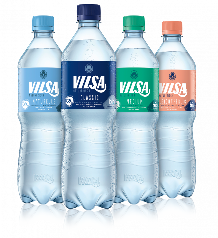VILSA Mineralwasser rPET naturelle, classic, medium, leichtperlig 1,0l