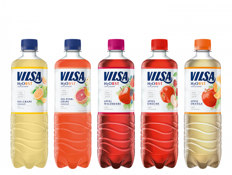 VILSA H2Obst Iso-Grape, VILSA H2Obst Iso-Pink-Grape, VILSA H2Obst Apfel-Waldbeere, VILSA H2Obst Apfel-Kirsche, VILSA H2Obst Apfel-Orange