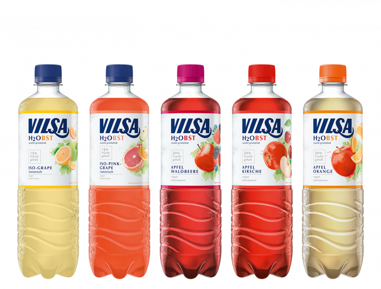 VILSA H2Obst Iso-Grape, VILSA H2Obst Iso-Pink-Grape, VILSA H2Obst Apfel-Waldbeere, VILSA H2Obst Apfel-Kirsche, VILSA H2Obst Apfel-Orange