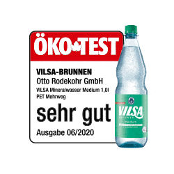 Öko-Test sehr gut Siegel mit VILSA Mineralwasser medium PET